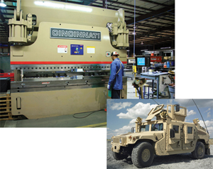 Press Brake Double Production of Humvee up-armor Kits