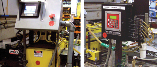 Roller-application systems (left) and programmable fluid controllers (right)