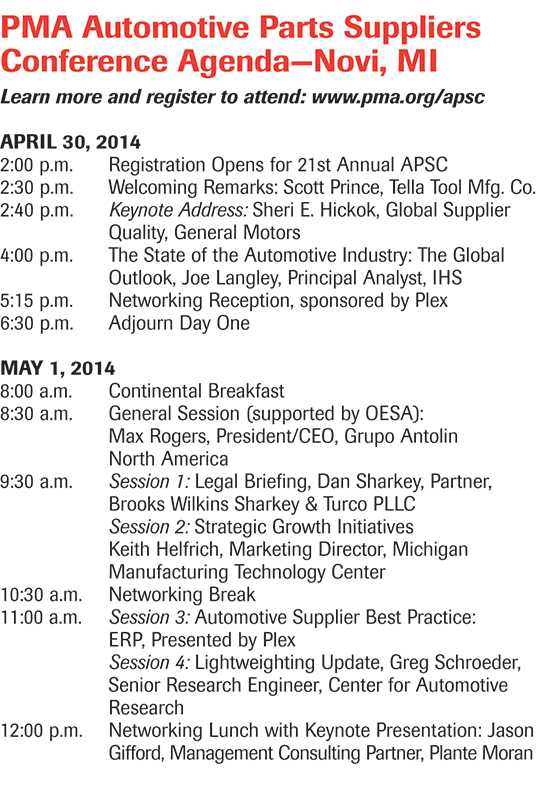 Automotive Parts Suppliers Conference Agenda
