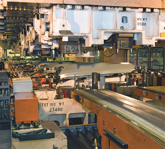 Mustang fender exiits a 2000-ton press at Ford-Flat Rock