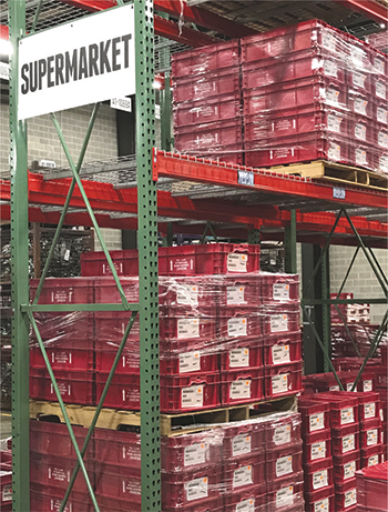 NSI's organized warehouse includes coded bins of finished production parts