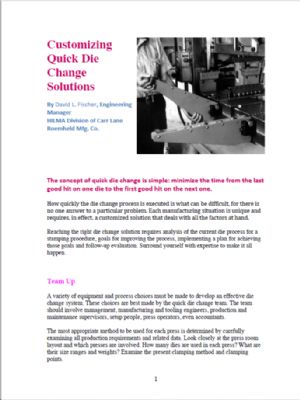 Customizing Quick Die Change Solutions