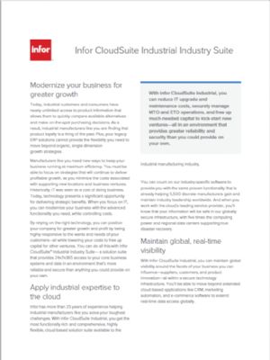 Infor CloudSuite Industrial Industry Suite