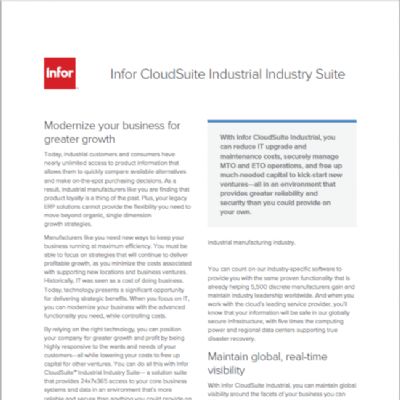 Infor CloudSuite Industrial Industry Suite