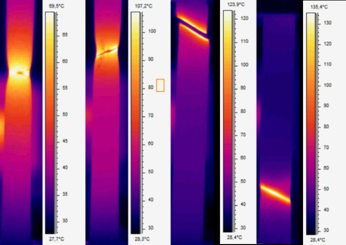 thermal camera images of tensile specimens