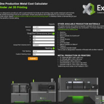 Cost Calculator Estimates Costs for Metal Binder Jettin...