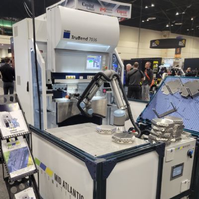 Cobot Tends Press Brake and Operates Touchscreen